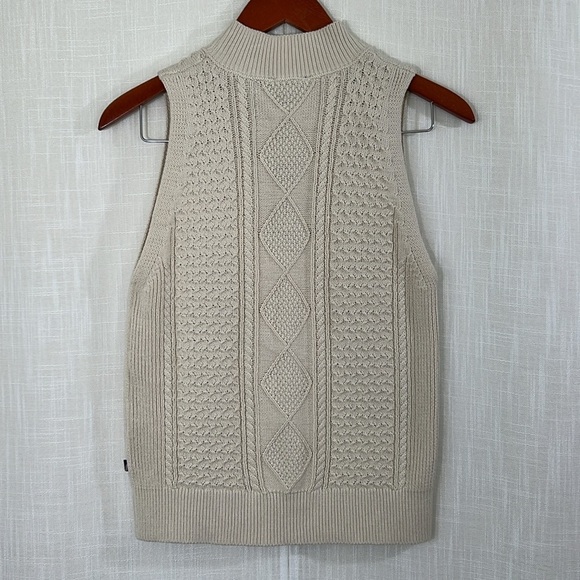 Nautica Jeans NWT Cream Cable Knit Sweater Vest Size S - Picture 6 of 11